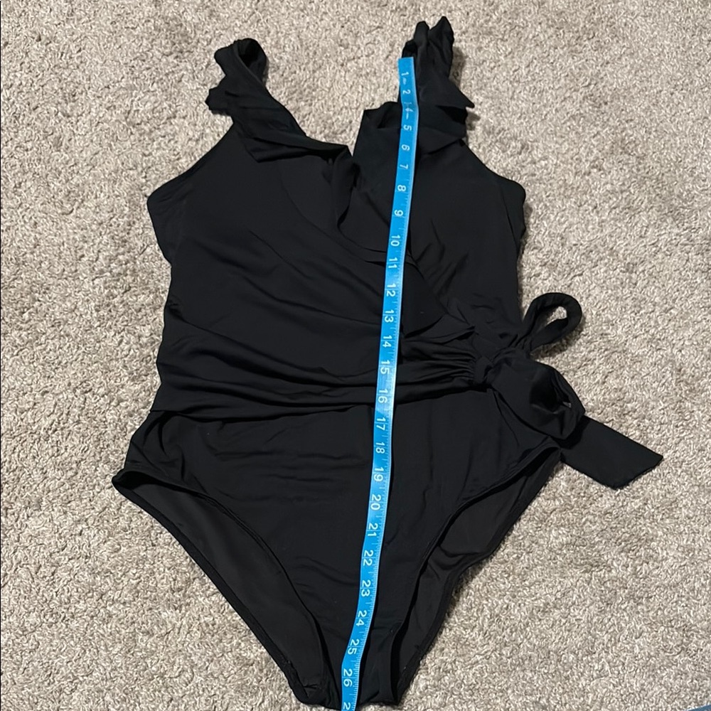 Black Ruffled One-Piece Swimsuit - Picture 11 of 11